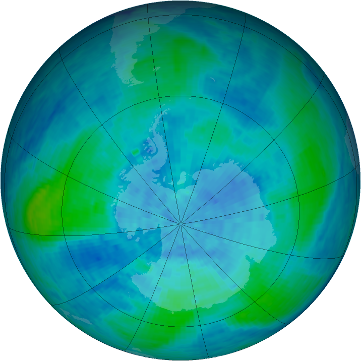 Antarctic ozone map for 17 February 1994